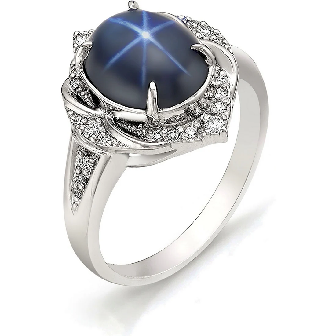 Алькор кольцо с звездчатым сапфиром