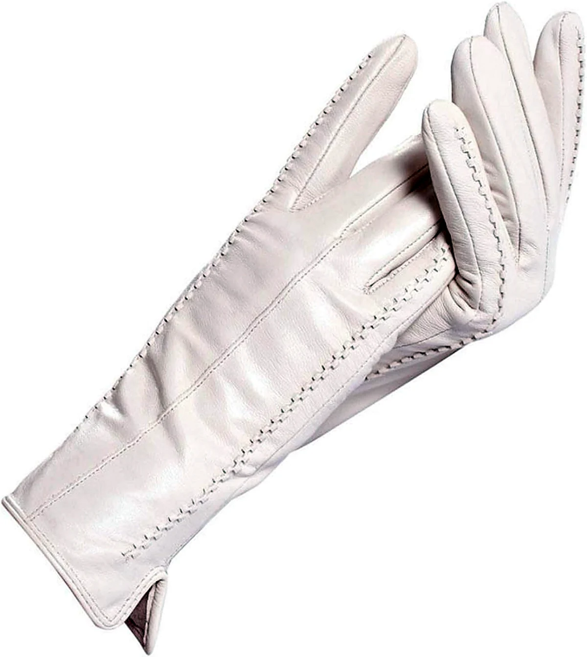 Белые длинные кожаные женские перчатки