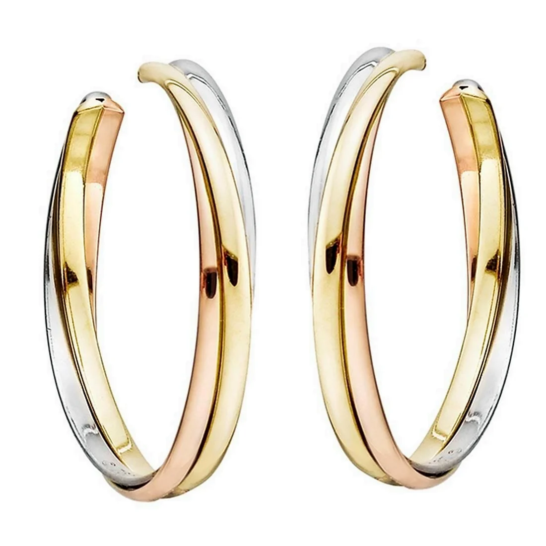 Cartier Diamond Gold Trinity Hoop Earrings