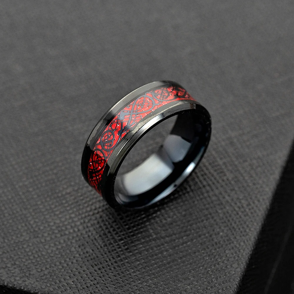 Черно красное мужское кольцо