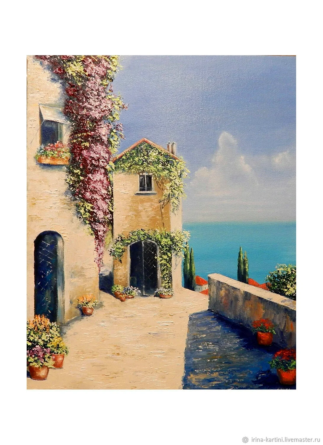 Картины Средиземноморье кипарисы Италия море