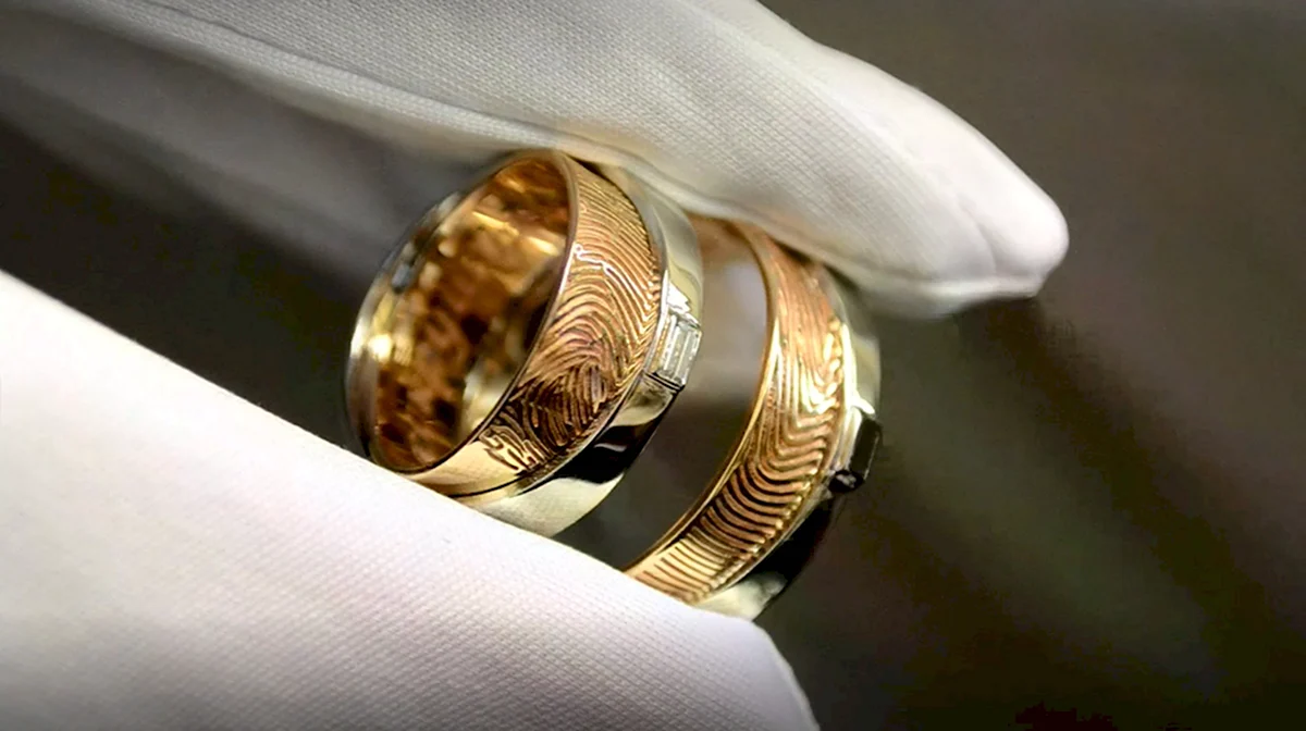 Кольца с отпечатками пальцев обручальные серебро и золото