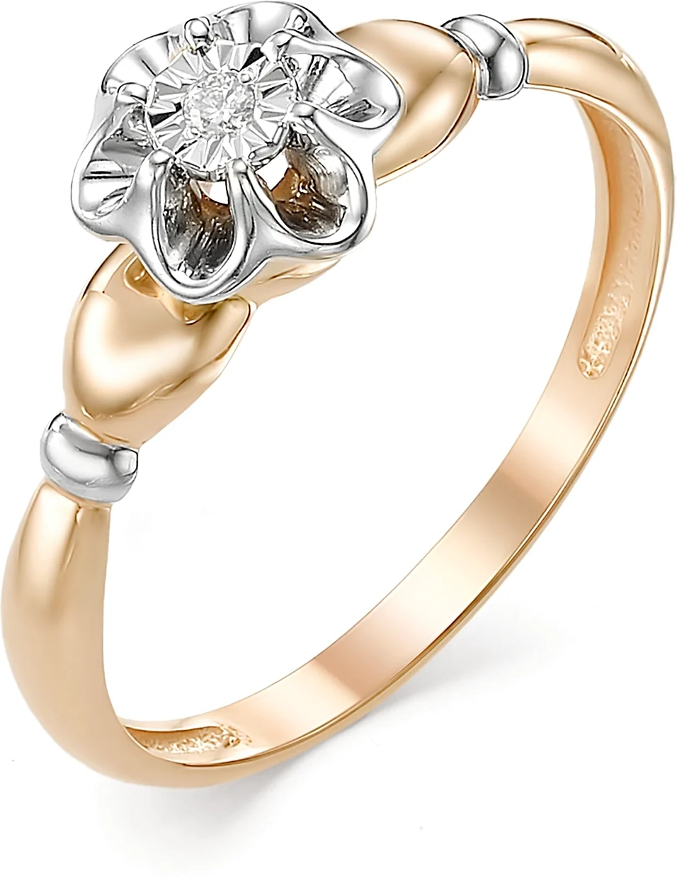 Кольцо Алькор с бриллиантом из красного золота
