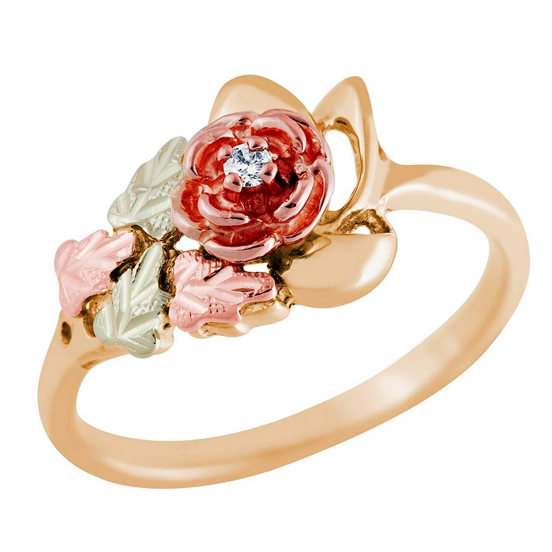 Кольцо розовое золото Сакура
