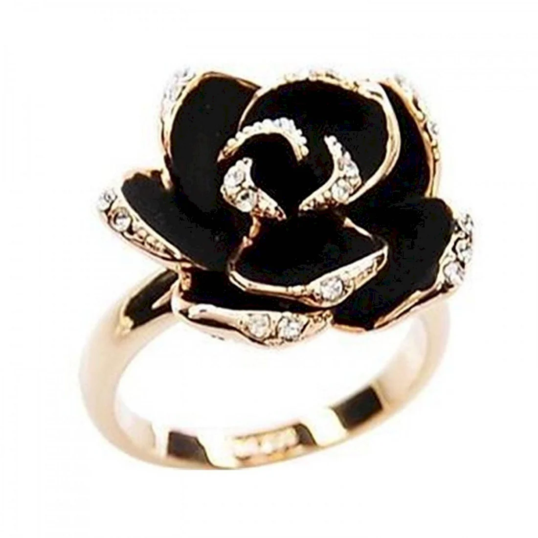 Кольцо с черным цветком