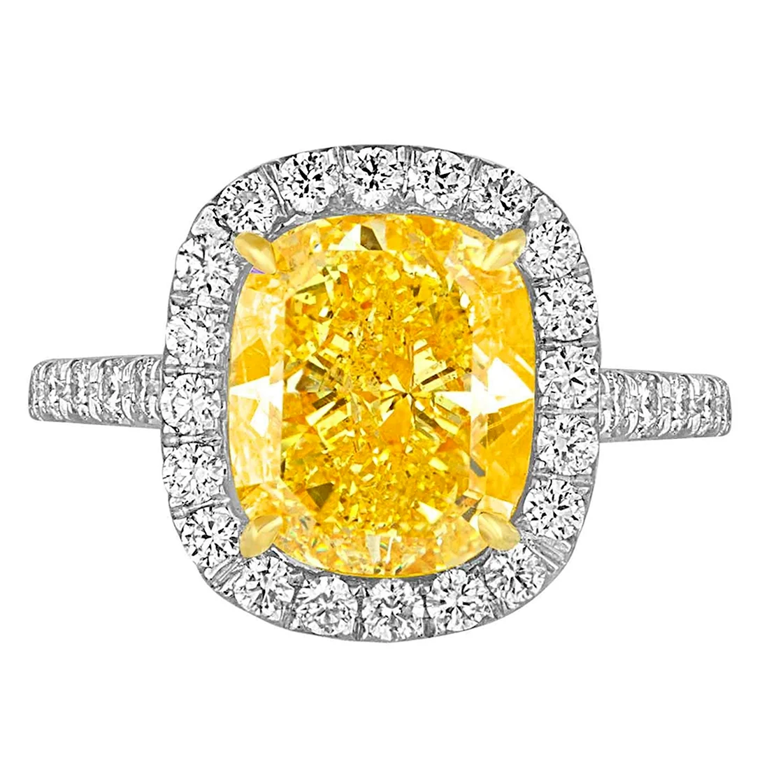 Кольцо с желтым бриллиантом Fancy vivid