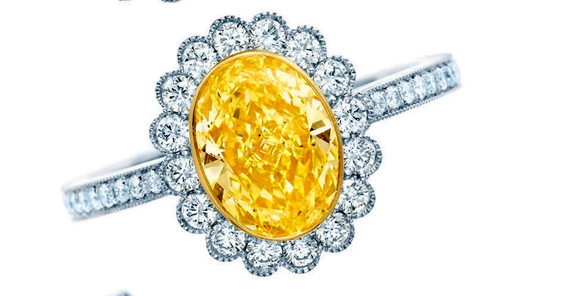 Кольцо с желтым бриллиантом Тиффани