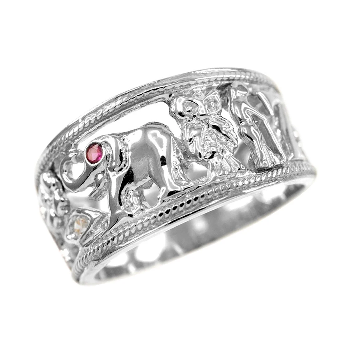 Кольцо счастья серебро со слоном