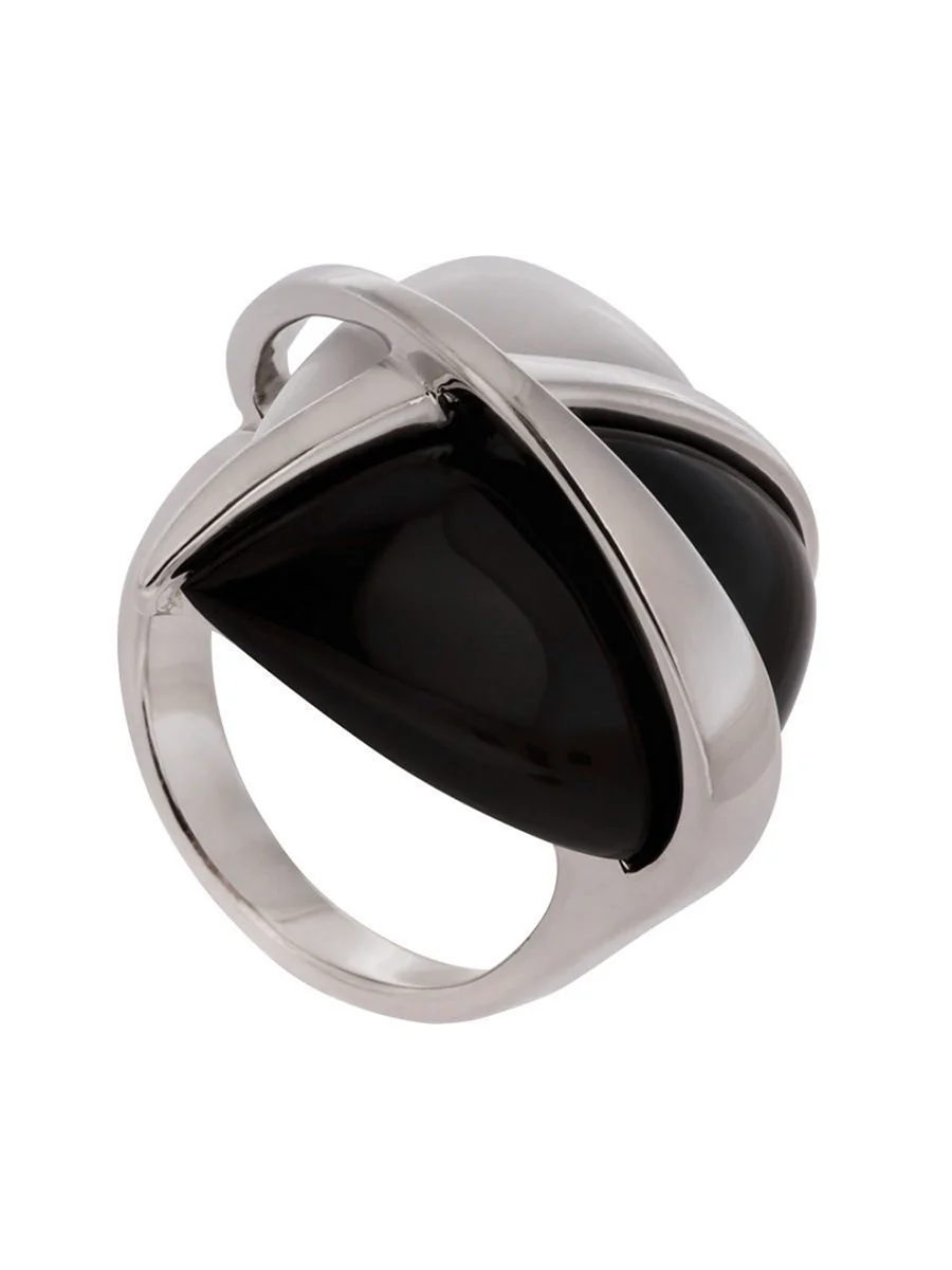 Кольцо женское серебро черный агат Оникс