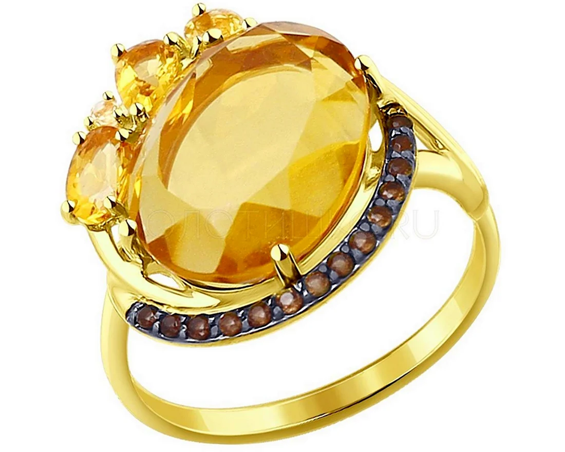 Кольцо золото цитрин Соколов