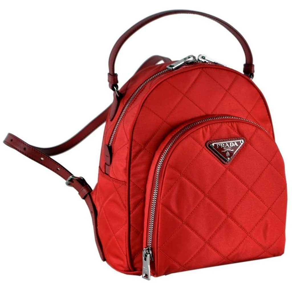 Красный рюкзак Прада нейон