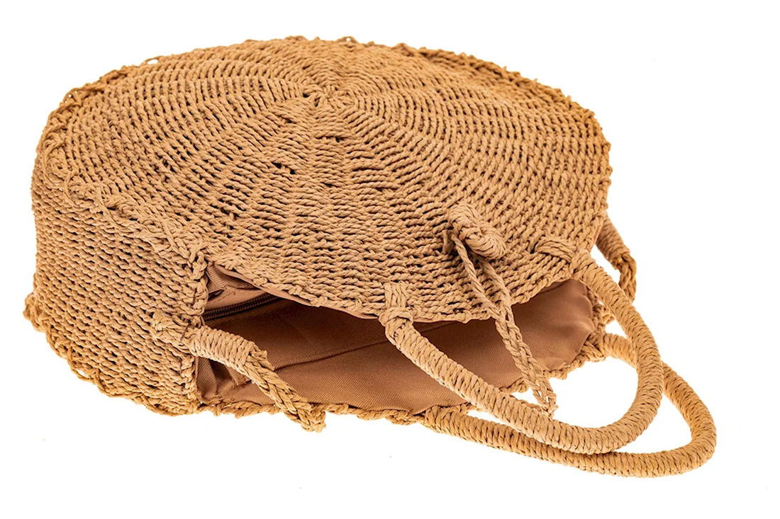 Круглая пляжная сумка из джута