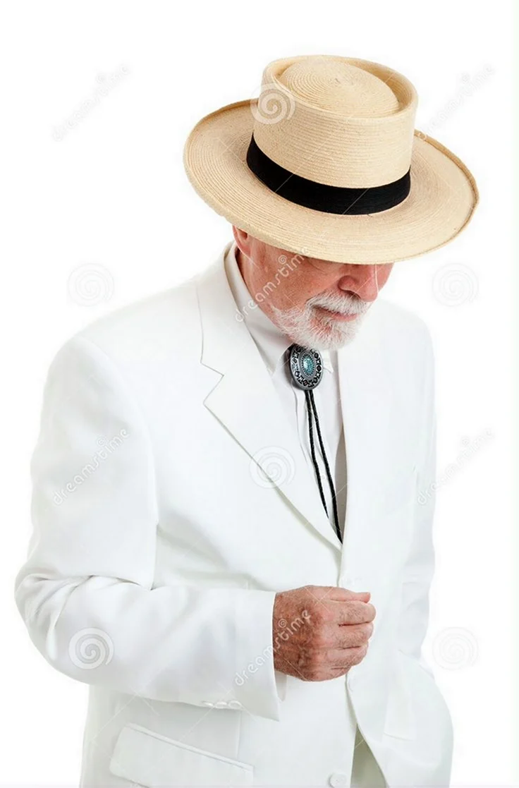 Мужчина в белом костюме и шляпе