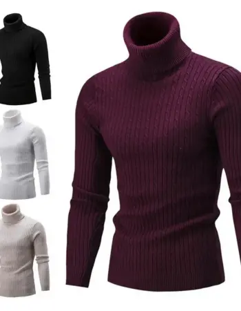 Мужская джемпер-водолазка Gant Cotton Cable Turtleneck dk Burgundy Mel