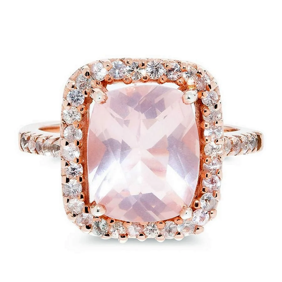 Обручальное кольцо с розовым кварцем