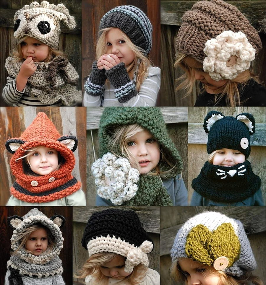 Оригинальные детские вязаные шапки