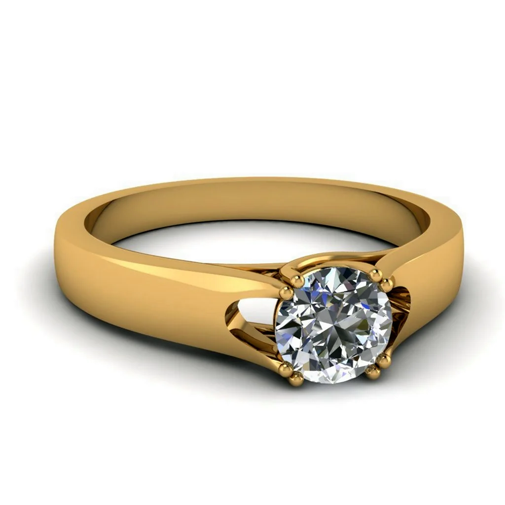 Помолвочное кольцо с бриллиантом желтое золото