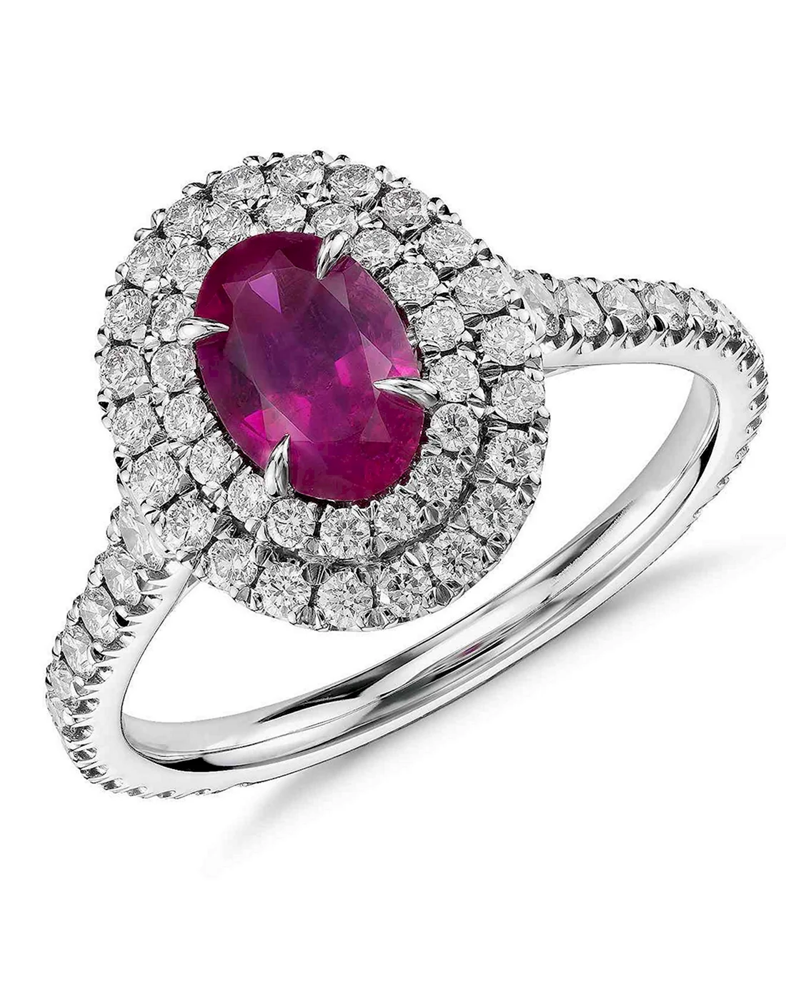Помолвочное кольцо с розовыми сапфирами белое золото