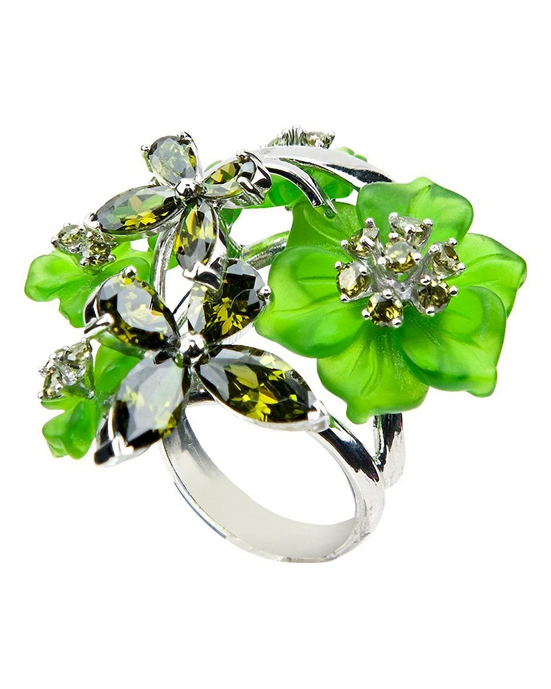 Санлайт кольцо с зеленым кварцем