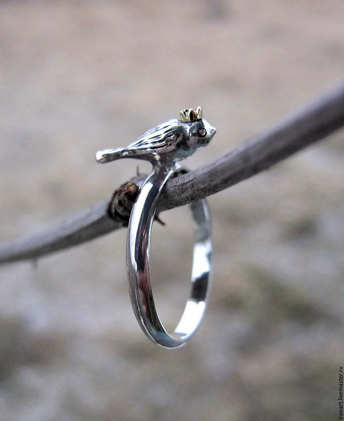 Серебряное кольцо «птица»