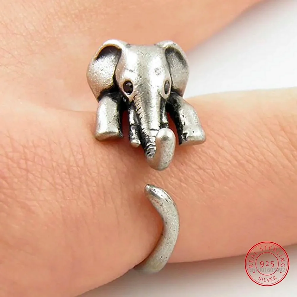 Серебряное кольцо слон