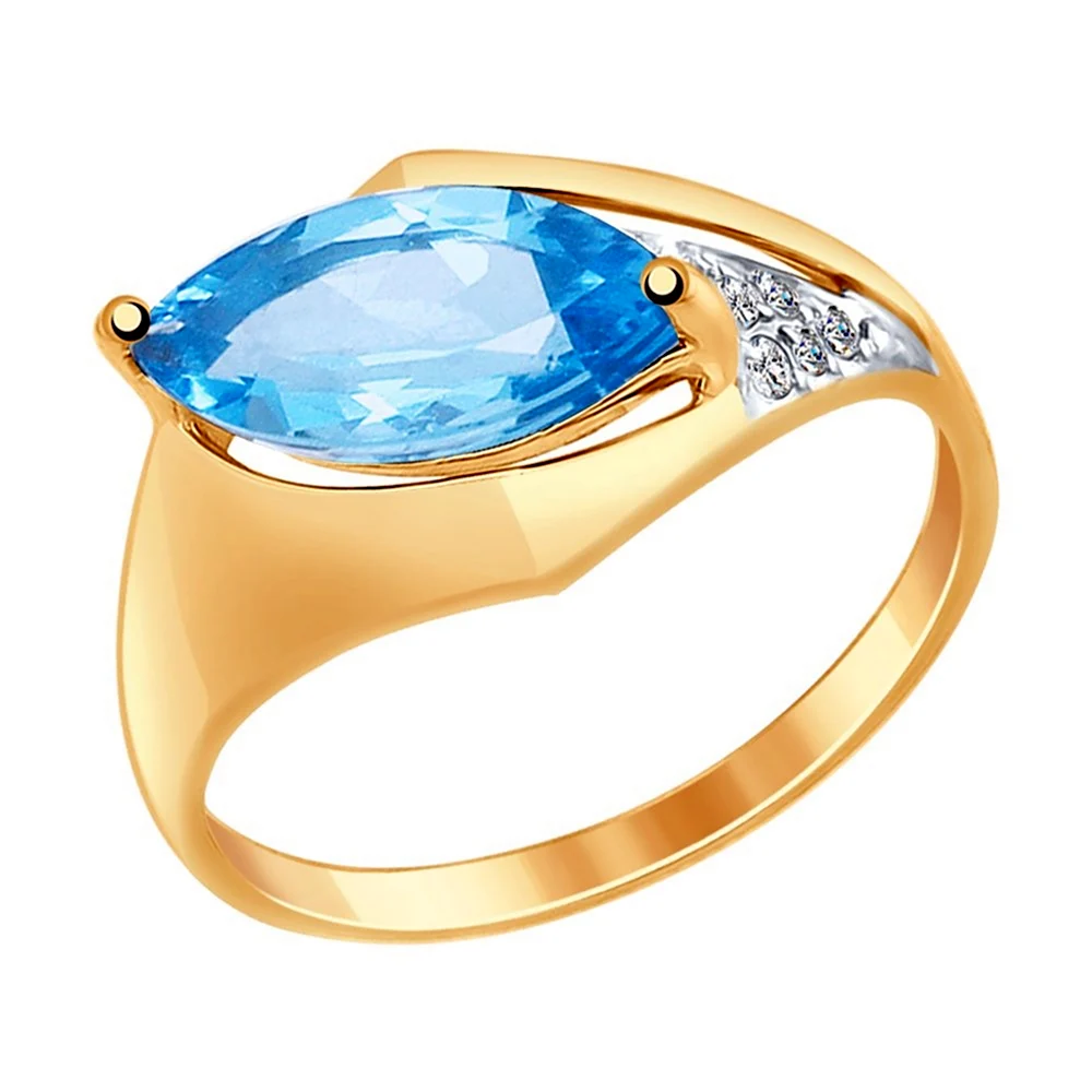 SOKOLOV кольцо из золота с топазом и фианитами 714850