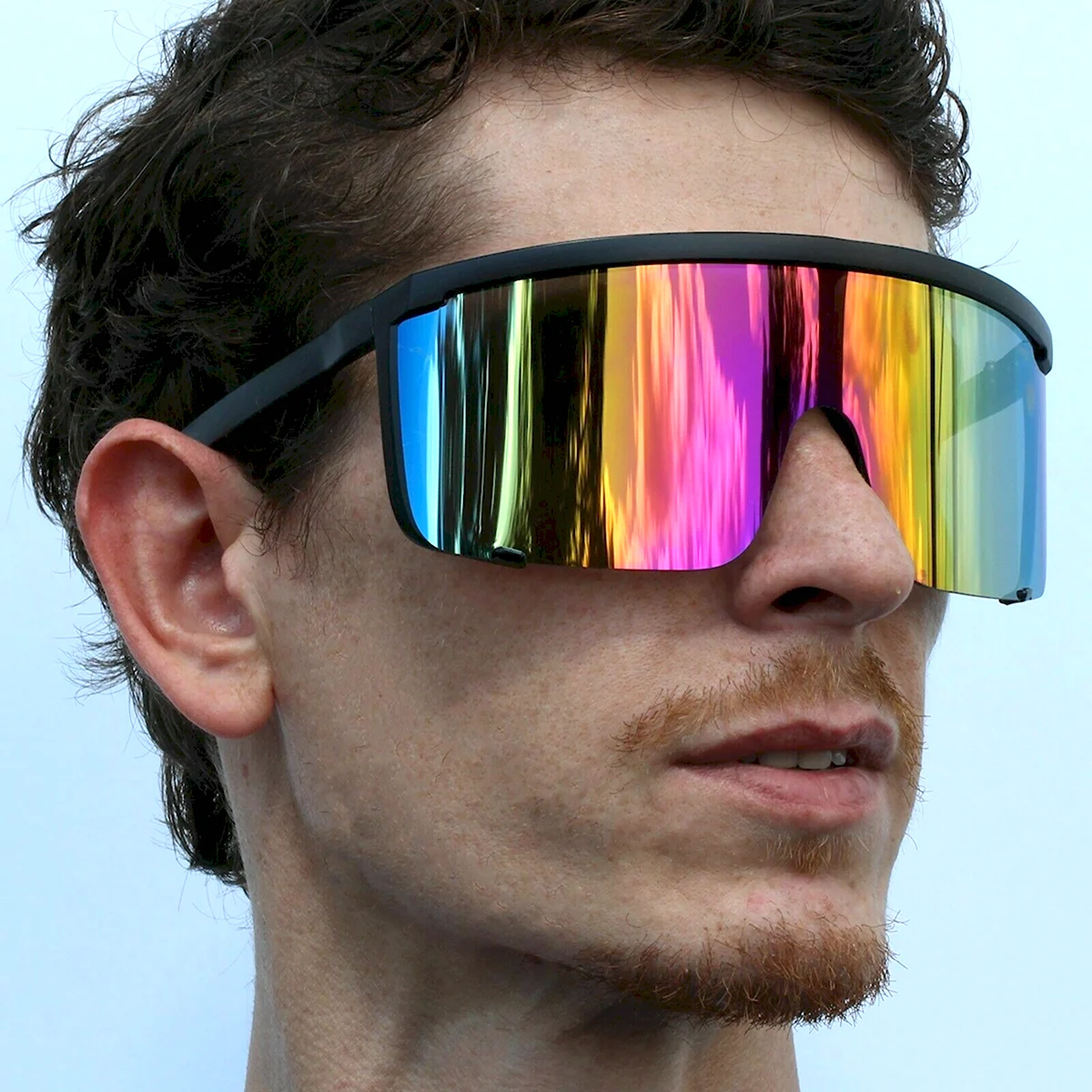 Солнцезащитные очки exaggerated Visor Wrap Shield large Mirror Sunglasses
