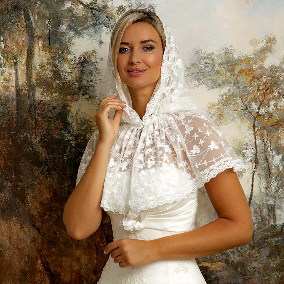 Свадебный платок-капор романтика 9 накидка для церкви