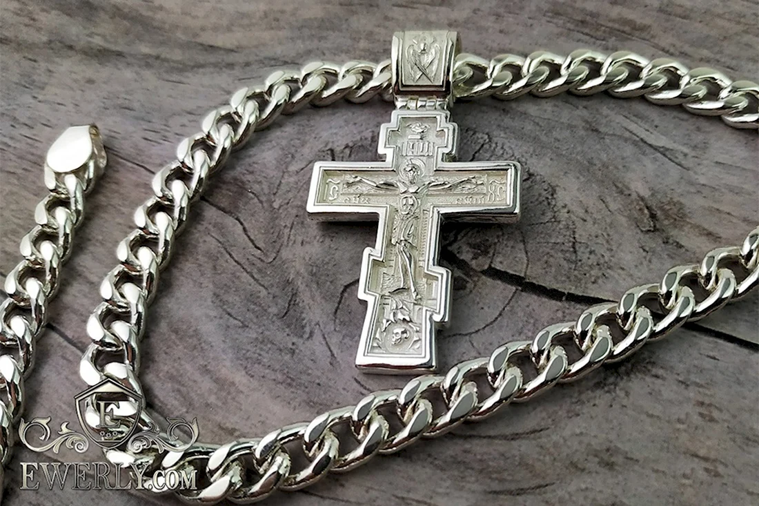 Цепочки серебряные мужские с крестом