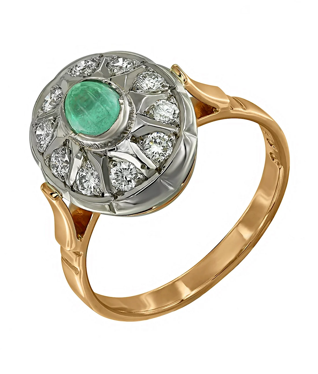 Версаче золотое кольцо с изумрудом и бриллиантами 583