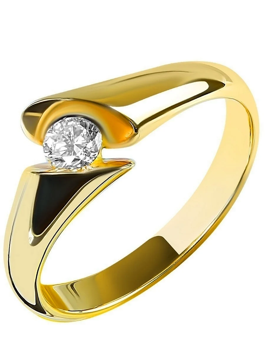 Золото 585 пробы с бриллиантами жёлтое кольцо