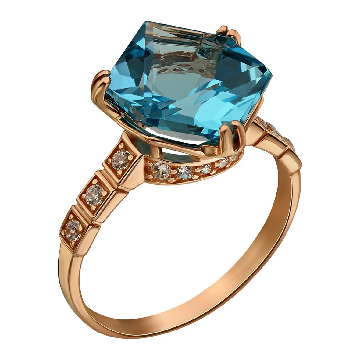 Золотое кольцо арт.1430 голубой топаз