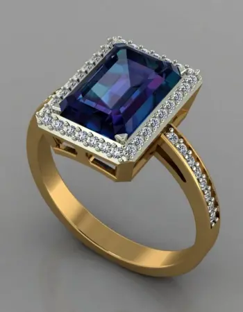 Золотое кольцо с квадратным камнем