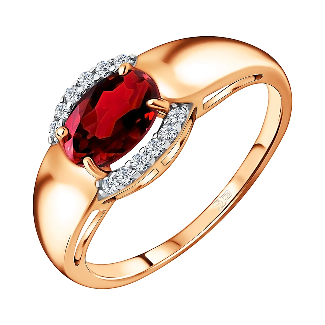 Золотое кольцо с рубином и бриллиантами арт.68741