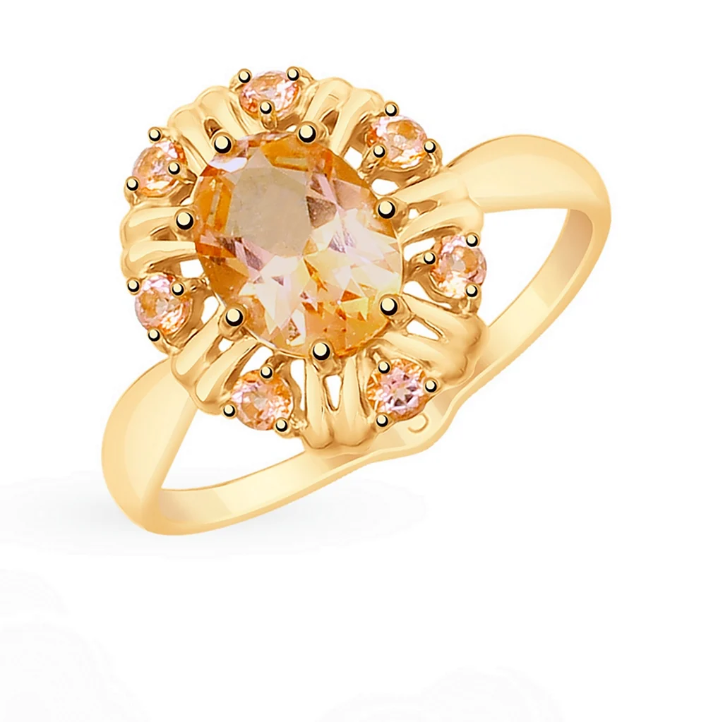 Золотое кольцо с топазами SOKOLOV Swarovski