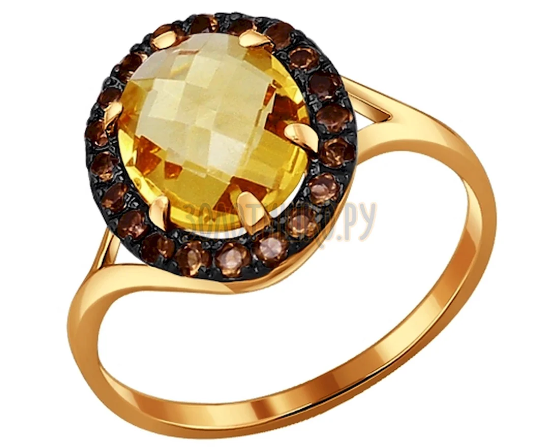 Золотое кольцо с цитрином 585