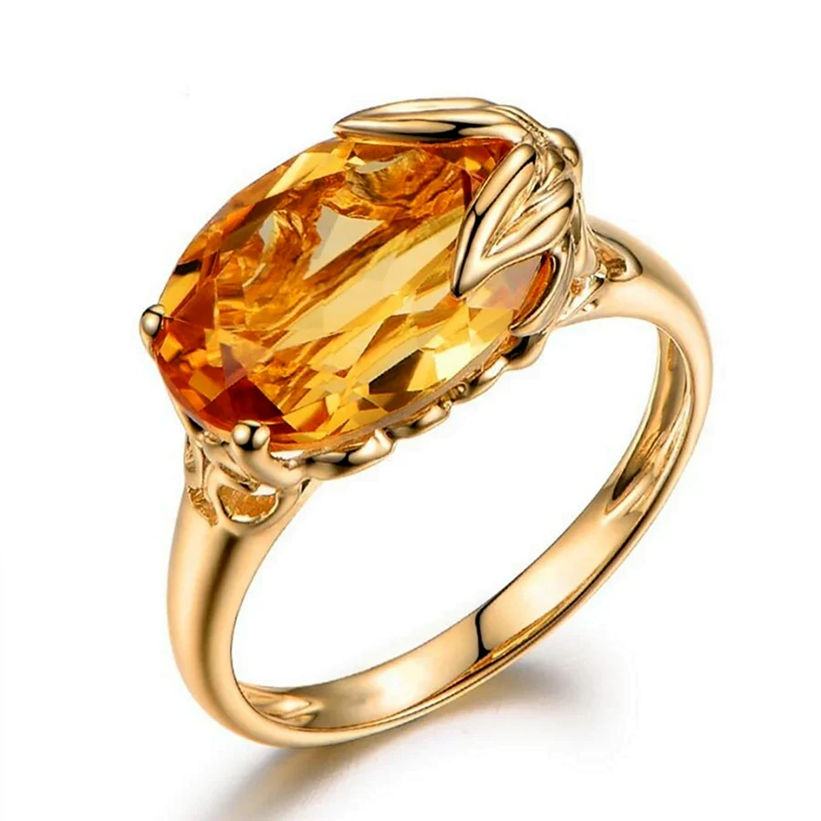 Золотое кольцо с желтым топазом