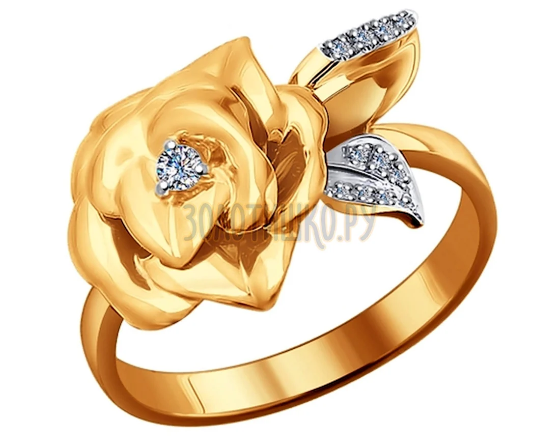 Золотое кольцо «цветок» с бриллиантами SOKOLOV