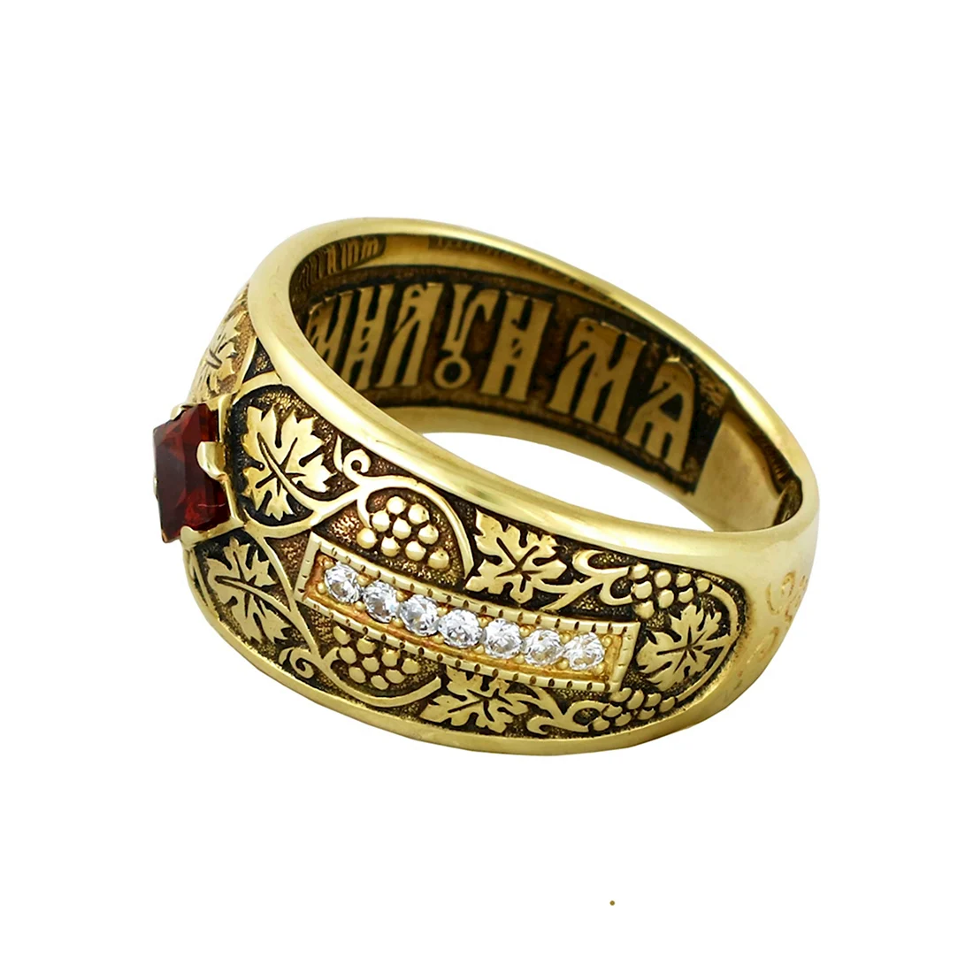 Золотое православное кольцо золотое «Спаси и сохрани»
