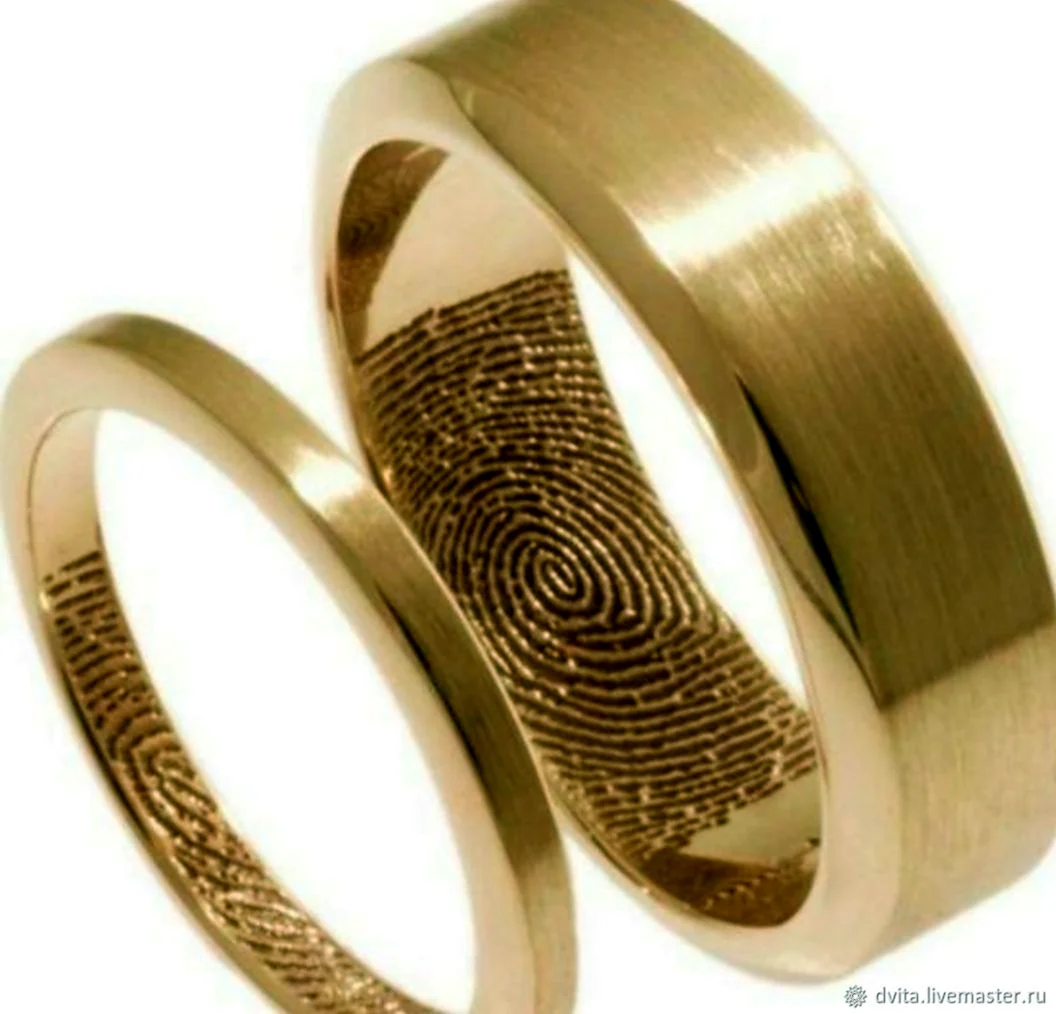 Золотые Свадебные кольца с отпечатками пальцев