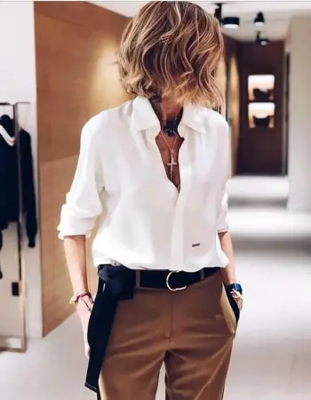 Белая мужская рубашка в женском гардеробе модные образы