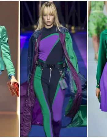 Сочетание лилового и зеленого в одежде